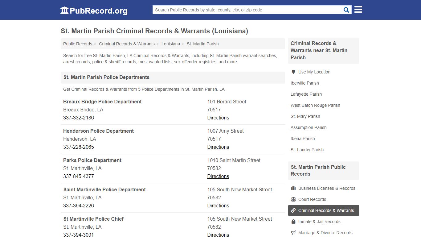 Free St. Martin Parish Criminal Records & Warrants ...